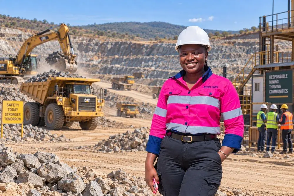 Ayoo Liza, MineDada co-founder, on site at a mineral development operation